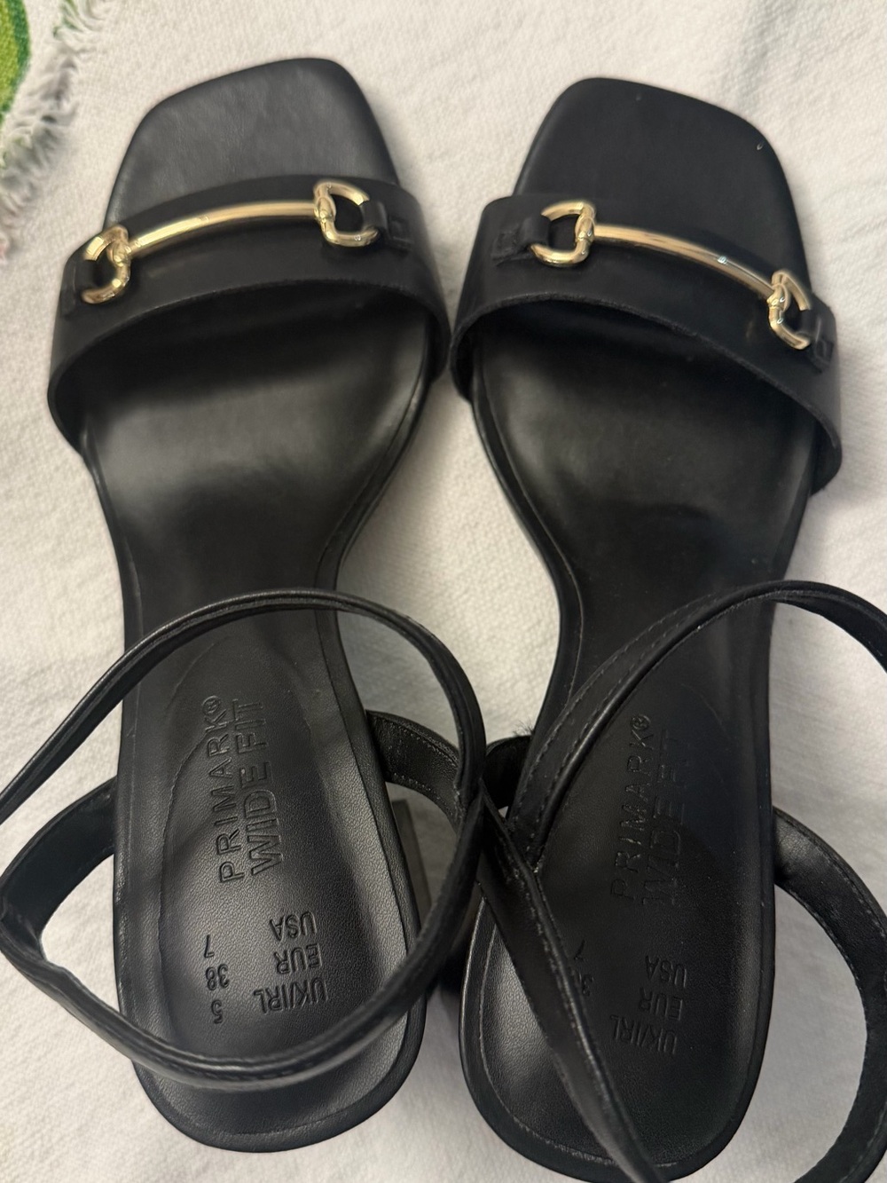 Primark Black Slide Sandals with Gold Horsebit Detail